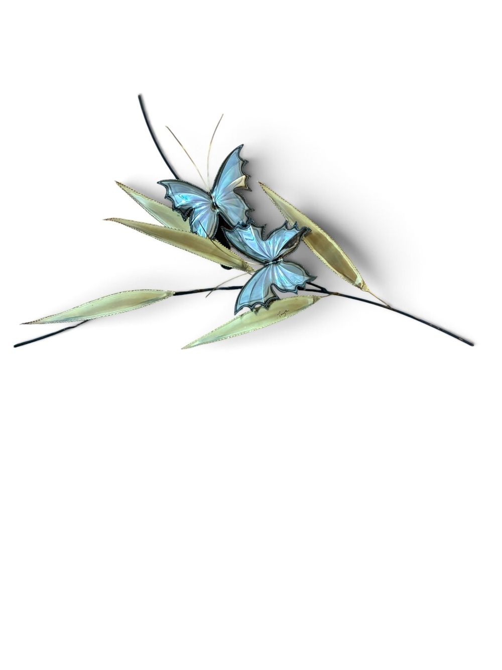 MCM Paul Langton Signed Brutalist Metal Butterfly Wall Sculpture MCM Art Texas